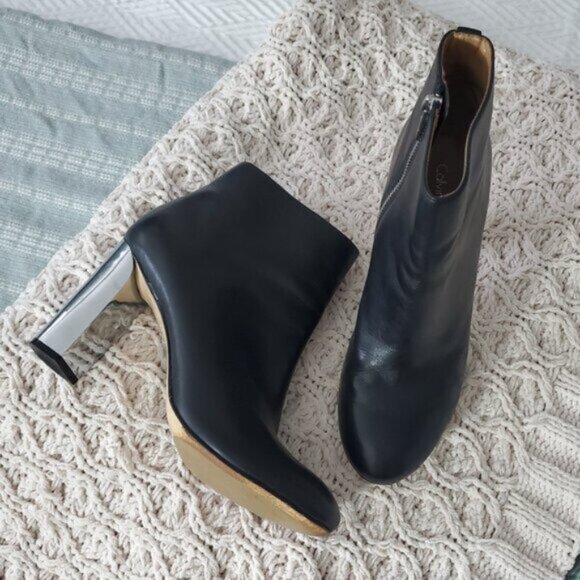 Limited Edition CK Savana Mirror Block Heel Leather Ankle Boots- US 8.5 - Picture 12 of 16